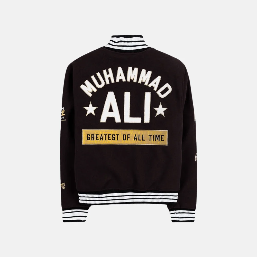 Jalen Hurts GOAT Muhammad Ali Black Varsity Jacket - Image 2