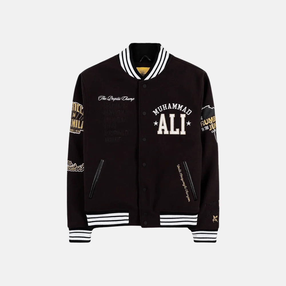 Jalen Hurts GOAT Muhammad Ali Black Varsity Jacket