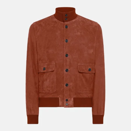 Brandon Men’s Brown A-1 Bomber Suede Leather Jacket
