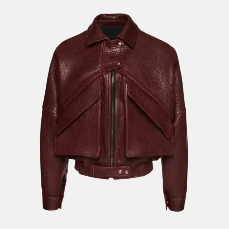 Barbara Palvin Leather Bomber Jacket