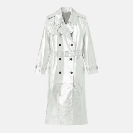 Sofia Carson Silver Trench Coat