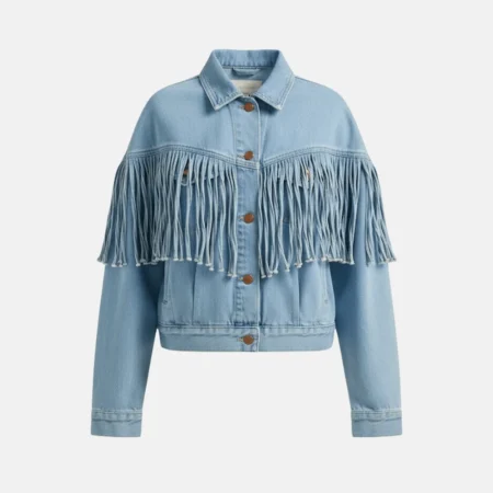 Landman Michelle Randolph Denim Fringe Jacket