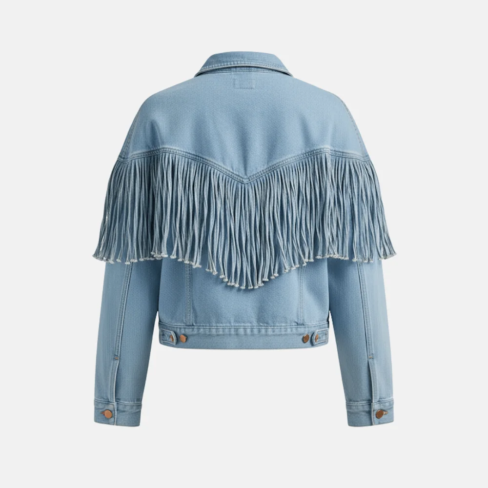 Landman Michelle Randolph Denim Fringe Jacket - Image 2