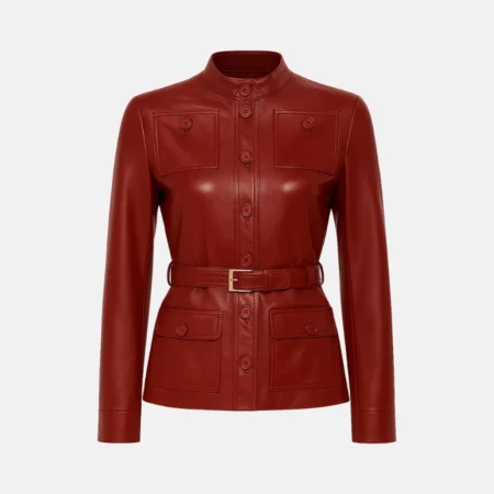 Emily in Paris Lily Collins Red Leather Jacket