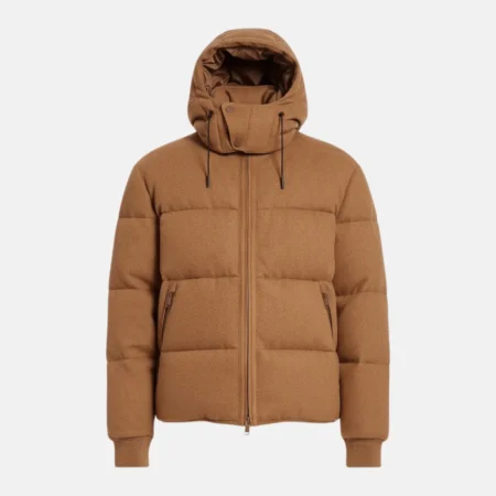 Emily in Paris Lucas Bravo Brown Woolen Puffer Jacket