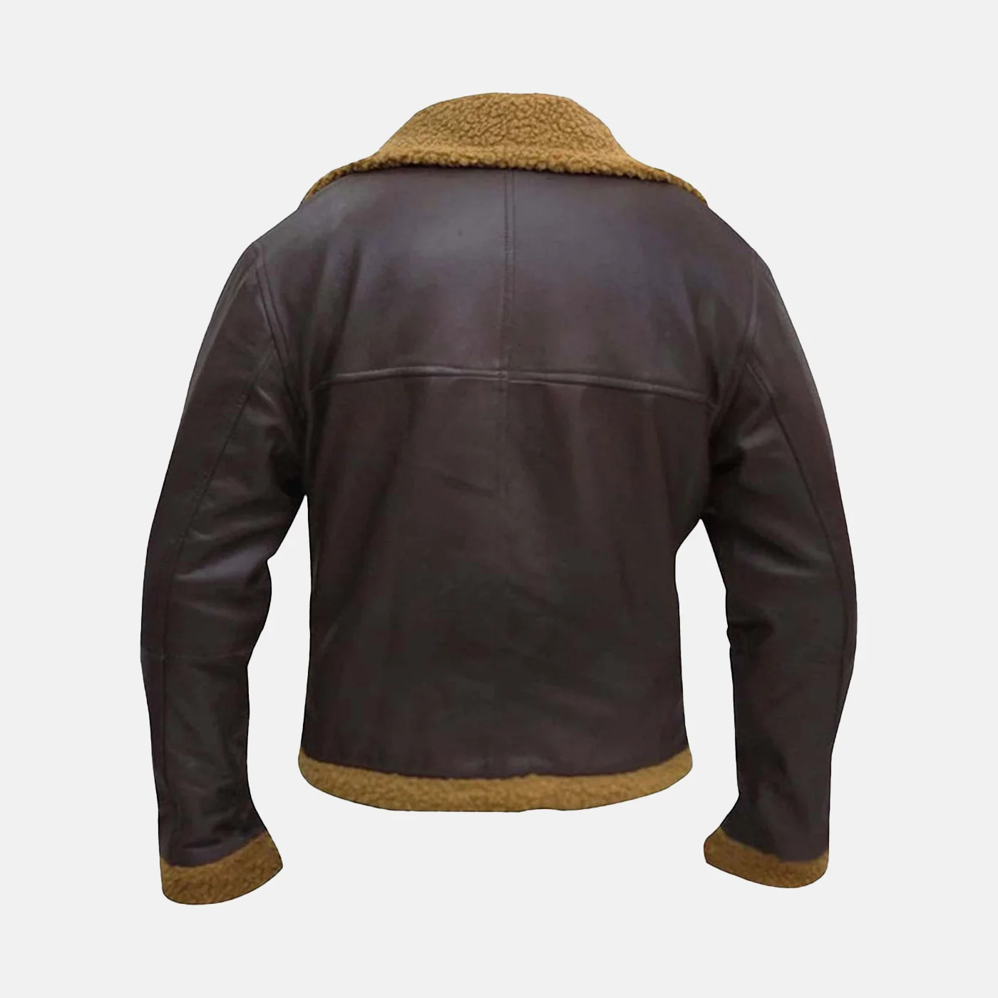 Ethan Men’s Brown B-3 Shearling Leather Aviator Jacket with Faux Fur Collar - Image 2