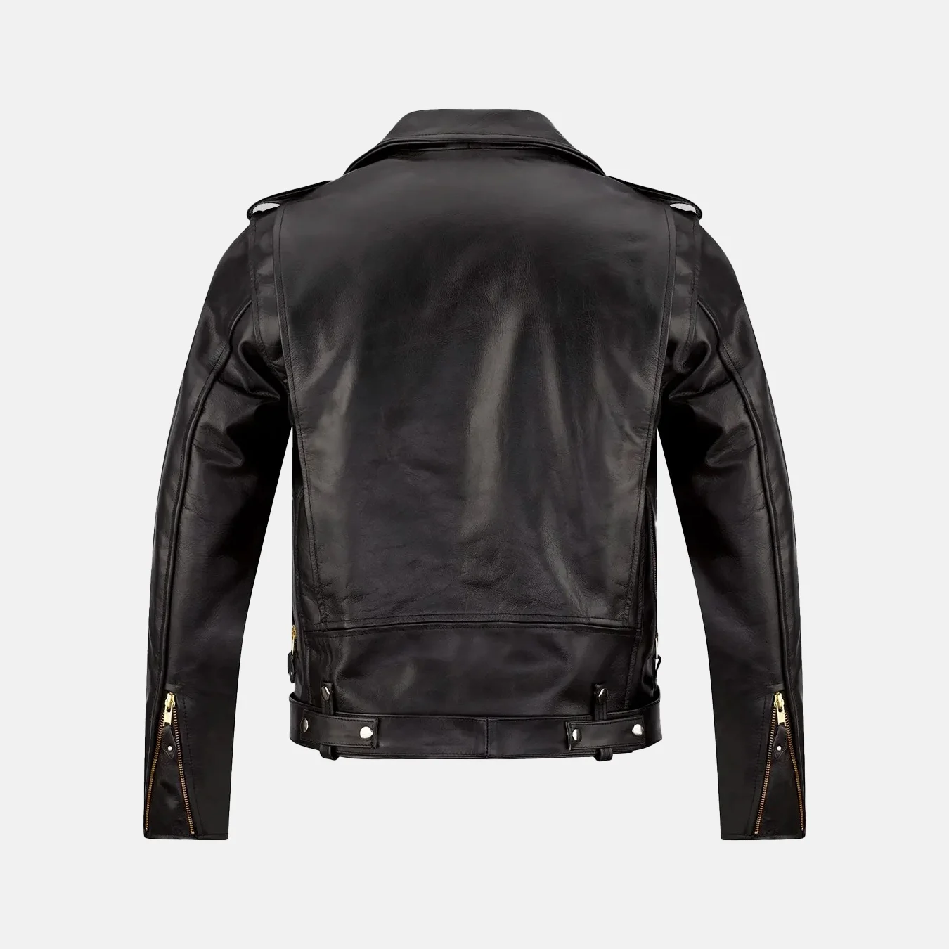 Grayson Men’s Black Biker Leather Jacket with Asymmetrical Zipper - Image 2