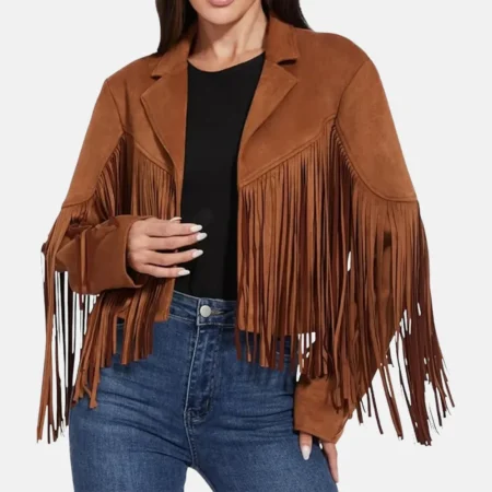 Madison Women’s Brown Western Style Fringed Leather Jacket for Cowgirl Look