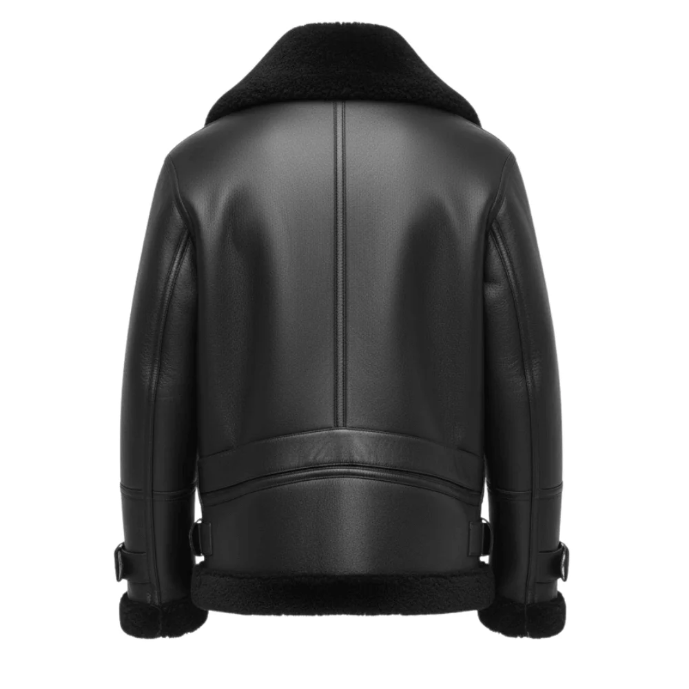 Lisa Women's Black B-3 Bomber Leather Jacket - Image 2